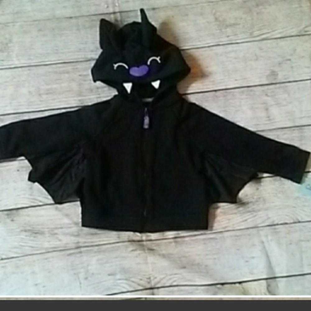 Girls Black Bat Halloween Hoodie 18 months